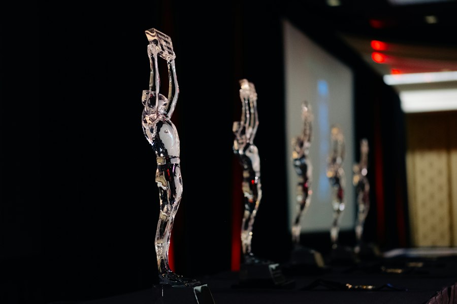 Trophies waiting backstage