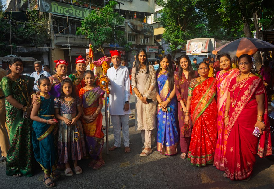 Families in traditional dress